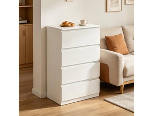 Commode 4 tiroirs blanche 60 x 90 x 40 cm evryae