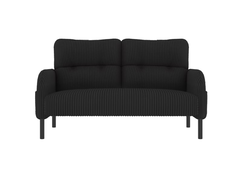  Ensemble canapé, fauteuil et pouf 4 places en velours côtelé noir, modulable et confortable pour le salon  - Conforama A