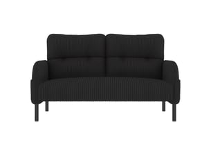 Ensemble canapé, fauteuil et pouf 4 places en velours côtelé noir, modulable et confortable pour le salon