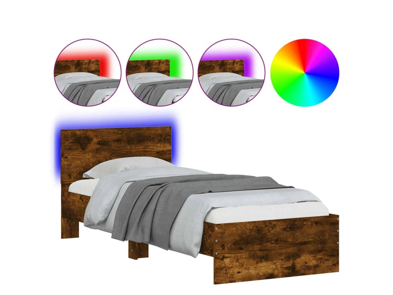  Lit simple- lit adulte -  cadre de lit sans matelas avec lumières led 90x200 cm  - Conforama A