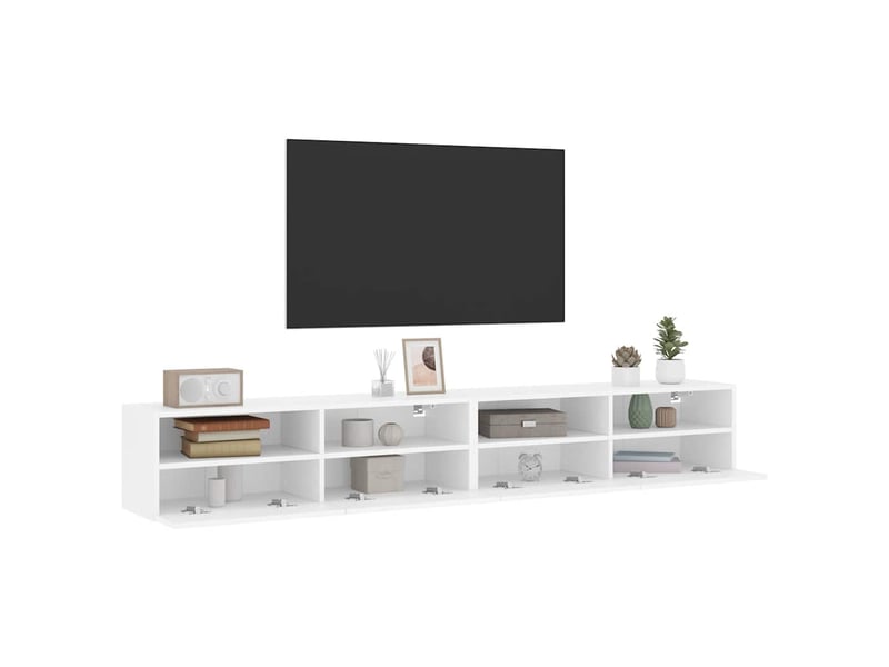  Meubles tv - banc tv - meuble de rangement muraux 2 pcs blanc 100x30x30 cm bois d'ingénierie  - Conforama E