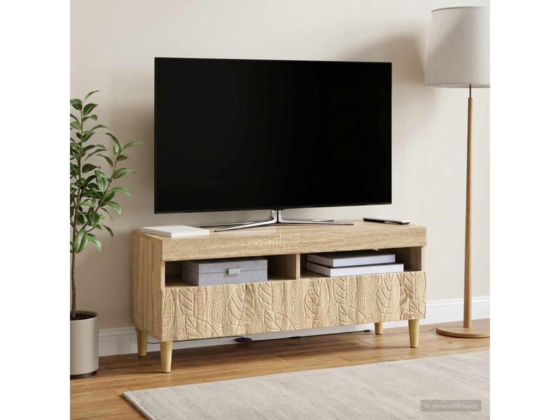  Meuble tv - banc tv - meuble de rangement led chêne sonoma bois d'ingénierie  - Conforama B