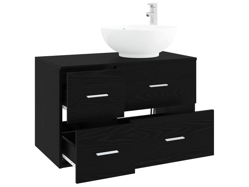 Ensemble de mobilier de salle de bain 2 pc chêne noir cf64110 - Conforama C