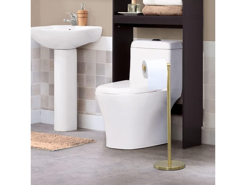  Porte-rouleau de papier toilette sur pied en acier inoxydable – or, 15x56 cm  - Conforama C