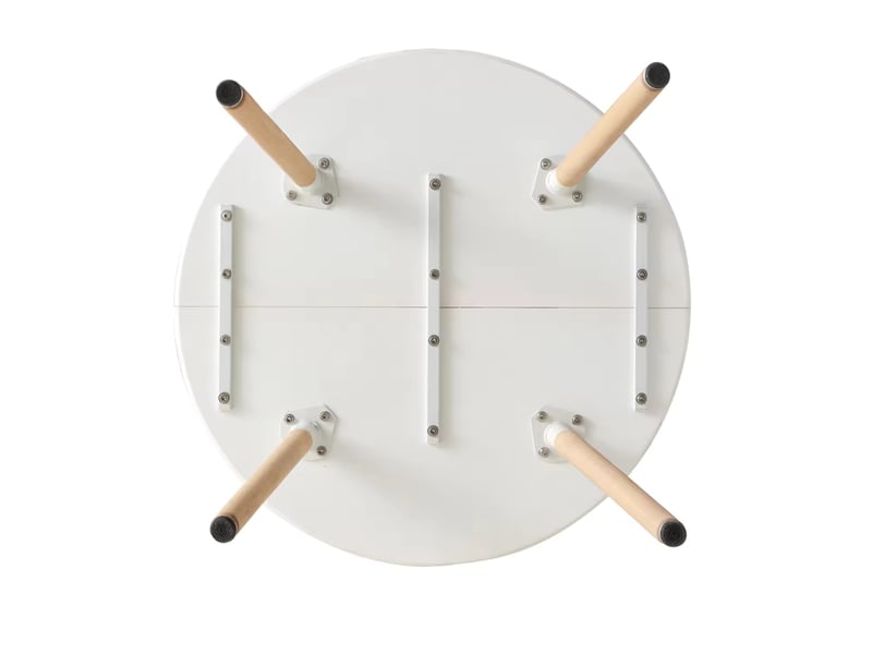  Ensemble table ronde et 4 chaises blanches et bois clair, style moderne pour vos repas conviviaux à la maison  - Conforama E