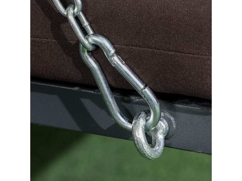 Banc de jardin 3 places, banc d'extérieur balancelle avec toit pare-soleil réglable, coussins, métal et texteline, 270 kg, marron - Conforama C