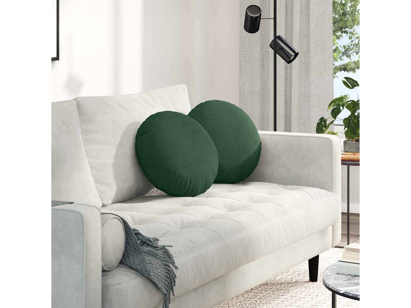  Lot de 2 coussins de siège, coussins décoratifs tissu en velours côtelé vert foncé cf59814  - Conforama B