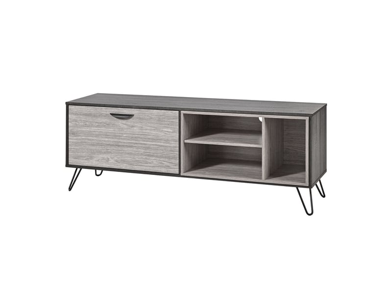  Meuble tv 1 porte 3 niches 150cm aspect bois grisé et noir - brooklyn BROOKLYN - Conforama A
