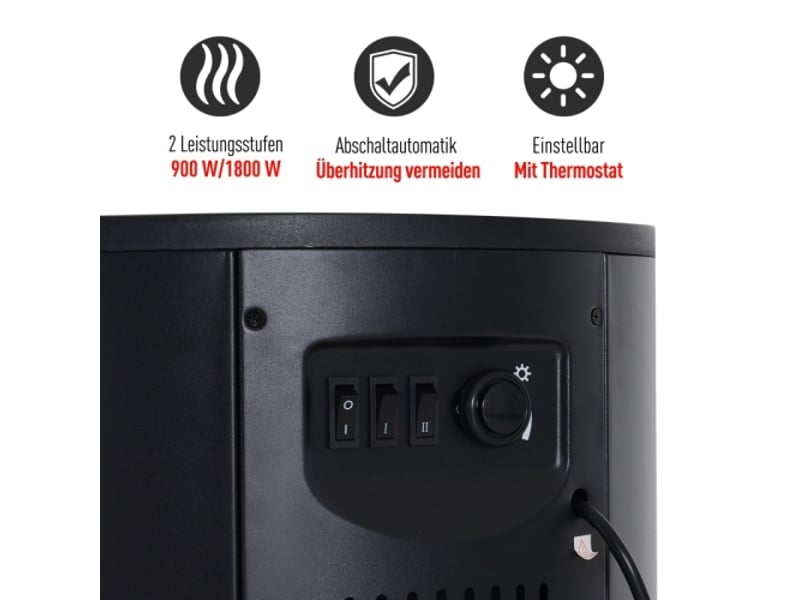  Cheminée électrique led 9002000 w, effet flammes, 41x41x64,5 cm, murale ou sur pied  - Conforama E