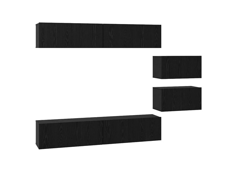  Ensemble meuble tv - banc tv - meuble de rangement 6 pcs chêne noir bois d'ingénierie  - Conforama A