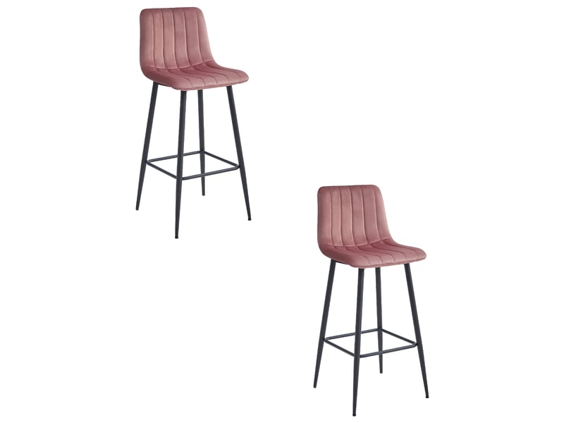 Family tabouret de bar pozza - velours rose foncé pieds noirs x 2  - Conforama A
