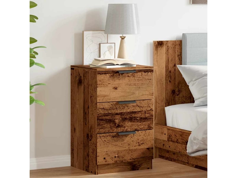  Lot de 2 tables de chevet - cabinet de chevet - table de nuit vieux bois 40x36x65 cm bois d'ingénierie  - Conforama C