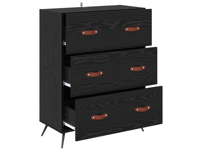  Commode chambre adulte, armoire à tiroirs chêne noir 69,5x34x90 cm bois d’ingénierie  - Conforama E