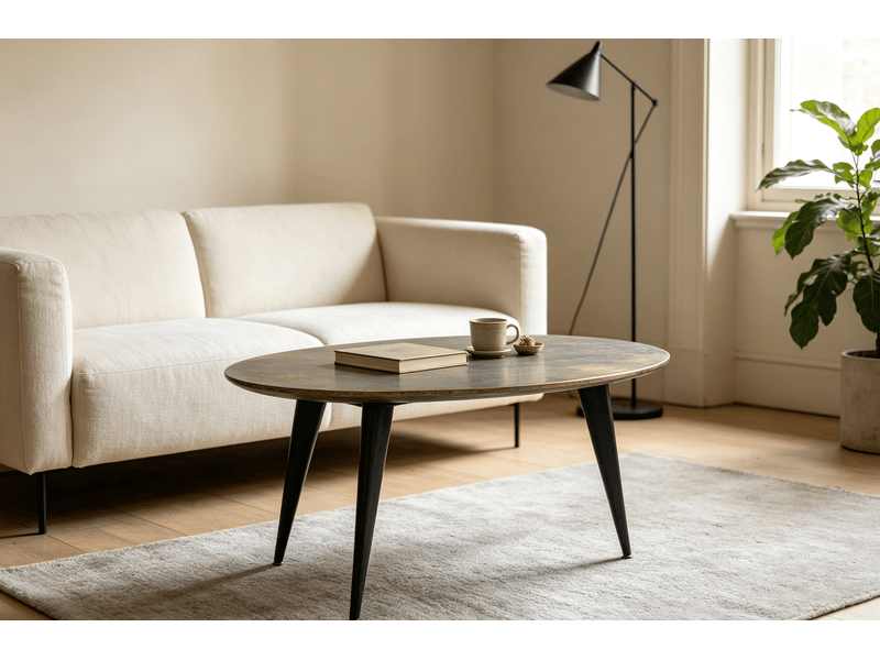  Table de salon ronde 80x80x50cm aluminium -doré+pieds noirs -4 pieds de soutien stable,surface spacieuse pour espace de vie S8803188 - Conforama C