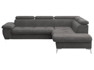 Canapé d'angle droit convertible ALLY 2 4 places Tissu Anthracite (F180) avec coffre de rangement