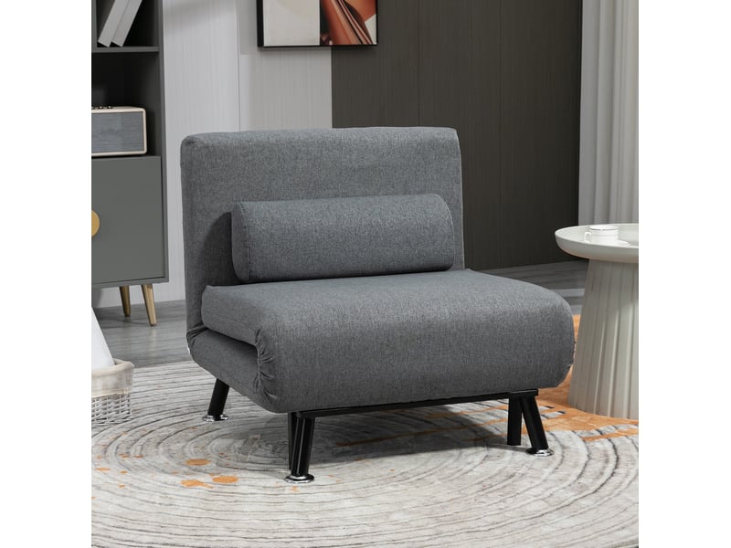 Fauteuil convertible en lit 1 place dossier réglable gris foncé evryae - Conforama B