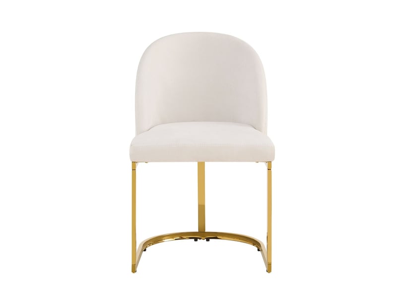  Lot de chaises 6 chaises style moderne confort respirant revêtement en chenille pieds de chaise galvanisés dorés beige et doré  - Conforama A