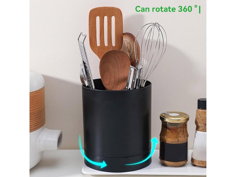 Panier à ustensiles de cuisine rotatif à 360°, 3 compartiments, grand format, pour comptoir - Conforama C