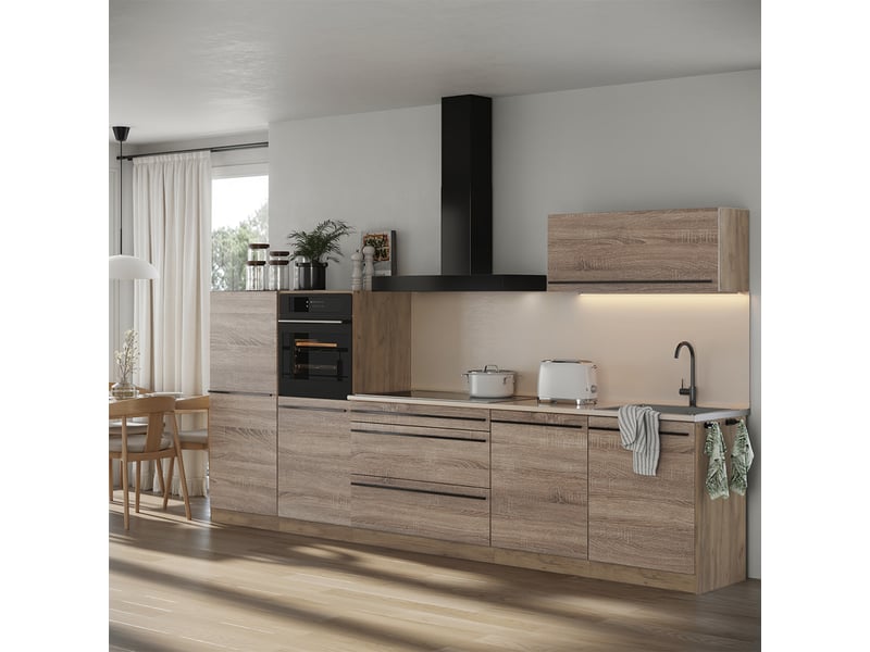  Vicco cuisine, sonomachêne doré, 340cm sans plan de travail  - Conforama C