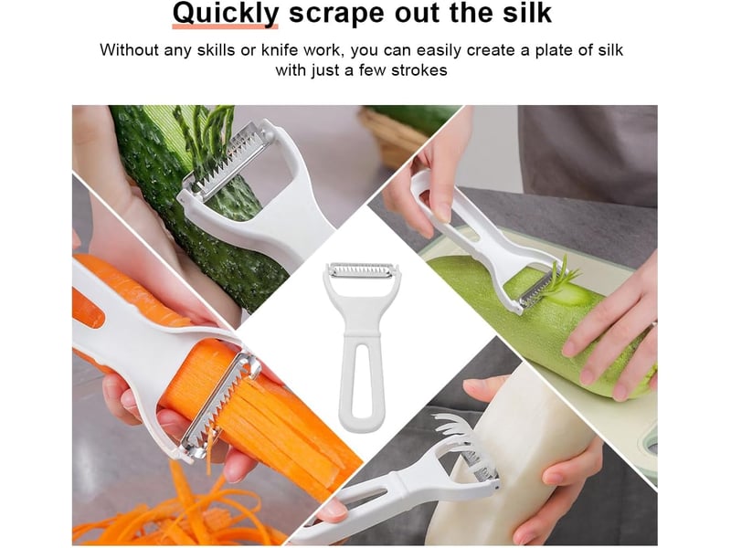 Eplucheur,econome spaghetti legumes,coupe legumes,coupe-légumes multifonctionnel et éplucheur de légumes blanc - outil de cuisine pour découper  - Conforama C