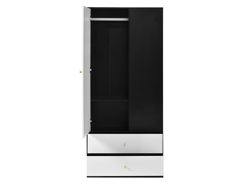  Armoire penderie avec miroir 80 x 40 x 180 cm – 1 porte miroir 2 tiroirs et 4 niches – mdf - noir et blanc  - Conforama A