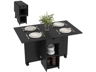 Table à manger pliante, table de cuisine extensible pour 2 à 4 personnes, 2 abattants, 120 x 72 x 75 cm, noir