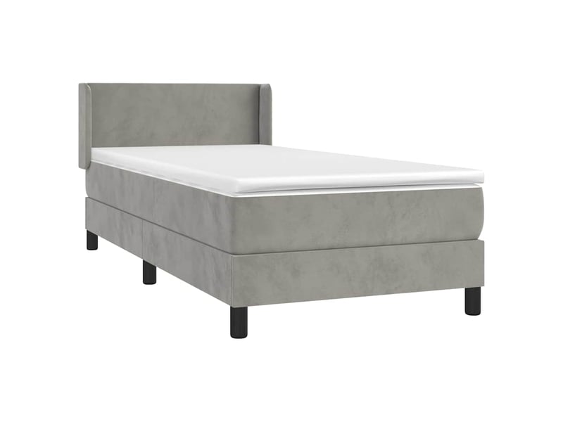  Lit simple, sommier à lattes de lit et matelas gris clair 100x200cm velours shl93578  - Conforama C