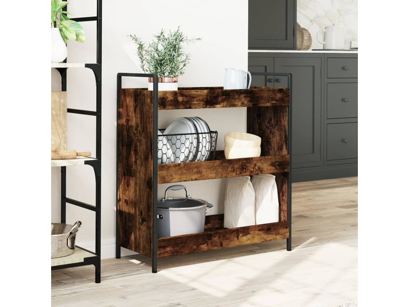  Desserte de cuisine, chariot de rangement chêne fumé 70x30x82 cm bois d'ingénierie  - Conforama C