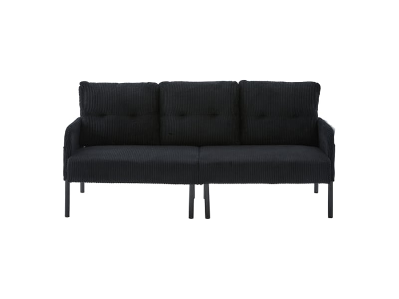 Canapé 3 places velours côtelé – haut dossier, poches latérales, pieds métalliques – salon, chambre, bureau - Conforama A