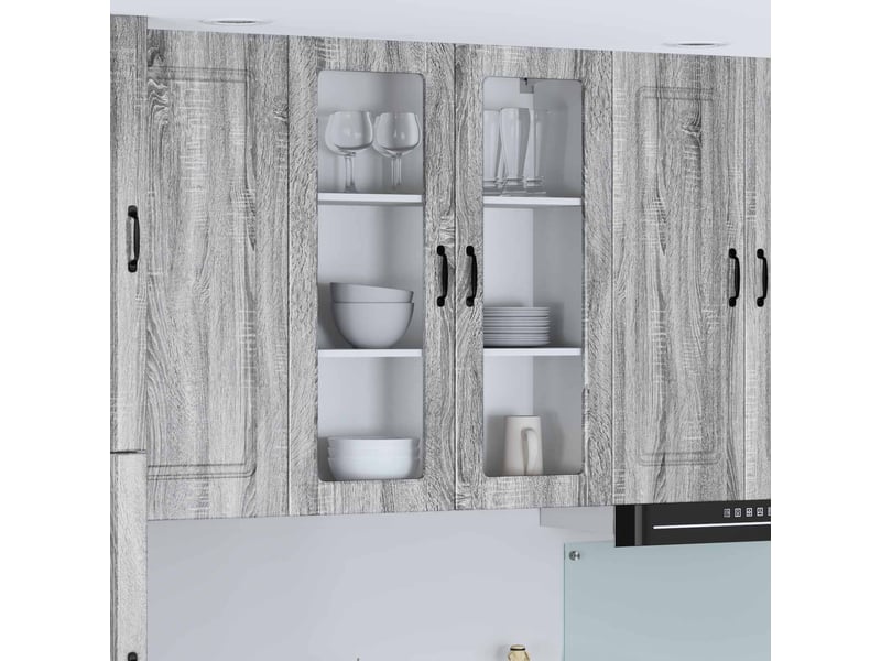  Meuble mural de cuisine, cabinet en verre mural sonoma gris 80x31x100cm  - Conforama B