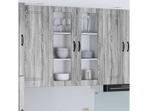 Meuble mural de cuisine, cabinet en verre mural sonoma gris 80x31x100cm
