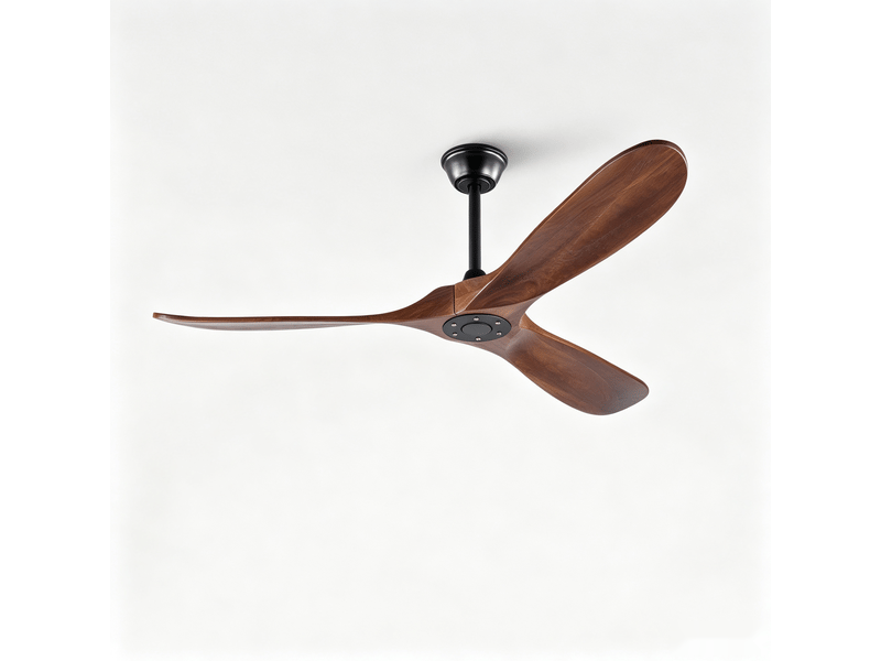  Ventilateur de plafond 152 cm sans éclairage, pales en bois, moteur dc silencieux, télécommande, réversible, pour intérieurextérieur couvert  - Conforama A