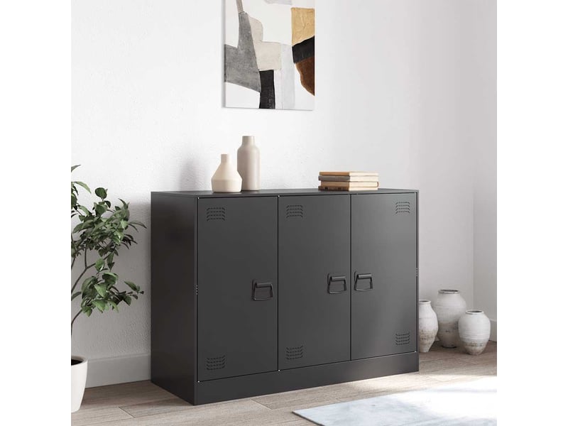 Buffet - bahut - meuble de rangement noir 99x39x73 cm acier - Conforama C