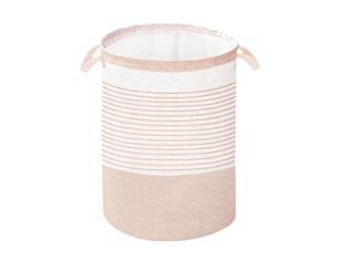 Panier à linge beige à rayures avec poignée, dimensions 44 x 33 cm