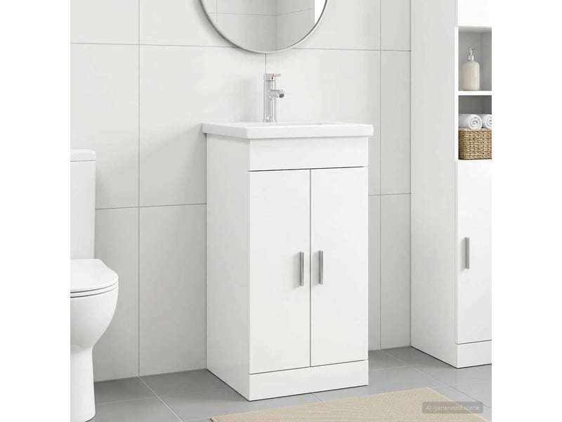 Meuble de salle de bain avec évier blanc 42x40x84.5 cm shl8090 - Conforama B