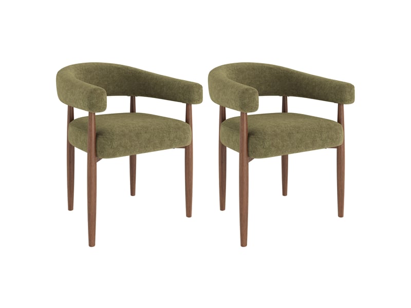  Lot de 2 chaises de salle à manger 60x59x75 cm en chenille vert olive  - Conforama A