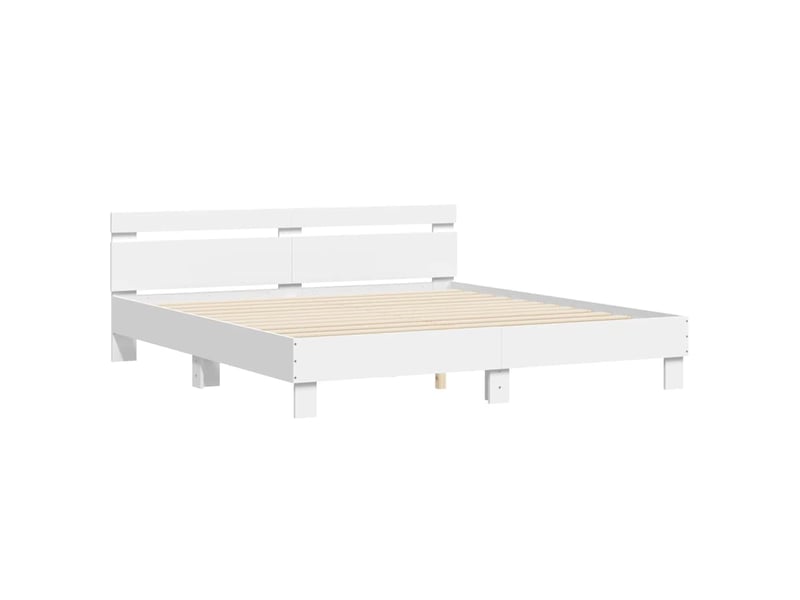  Lit double- lit adulte -  cadre de lit sans matelas blanc 200x200 cm  - Conforama C