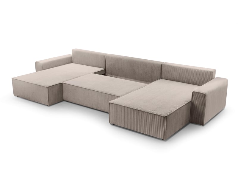 Canapé d’angle en velours côtelé blanc cedria – 287 cm Cedria U - Conforama D