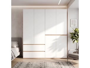 Armoire 180 x 50 x 200 cm, 6 portes battantes, 2 tringles à vêtements, 5 tiroirs, design classique, chêne artisanblanc