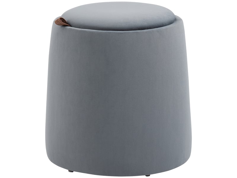  Tabouret rond ottoman 2 en 1 aspect velours gris avec espace de rangement, couvercle amovible ø44 cm x 47,5 cm, utilisation polyvalente comme table 838-270V00GY - Conforama B