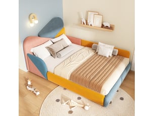 Lit simple 140x200 cm <strong>OKWISH</strong>  <strong></strong> coloris multicolore