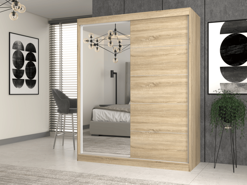 Iga 160 ac - armoire à 2 portes coulissantes - 1 miroir - l. 160 cm - sonoma - Conforama B