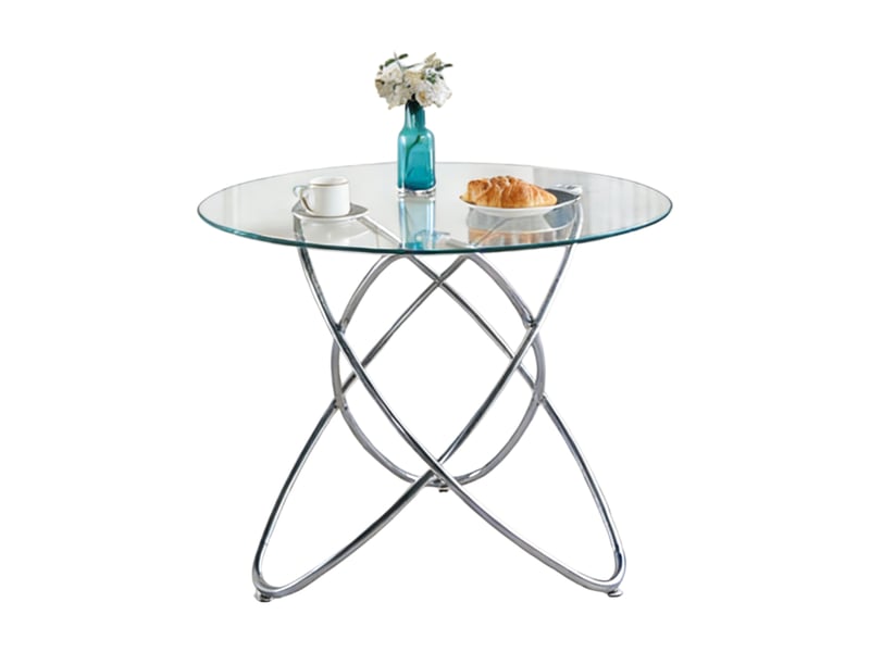  Table de salle à manger ronde,80x80x75 cm,verre trempé,chromé  - Conforama A