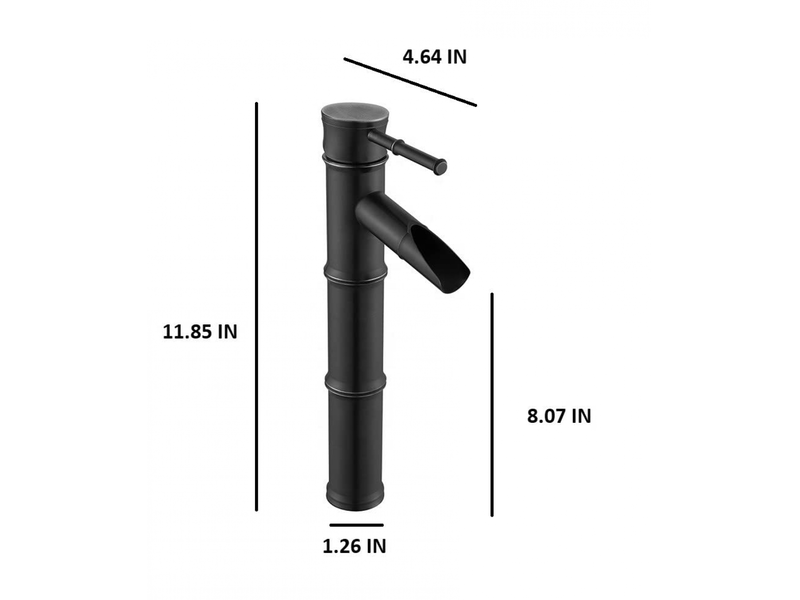  Robinet de salle de bain, mitigeur de lavabo en laiton, robinet monocommande en laiton noir antique et bambou, modèle haut  - Conforama C