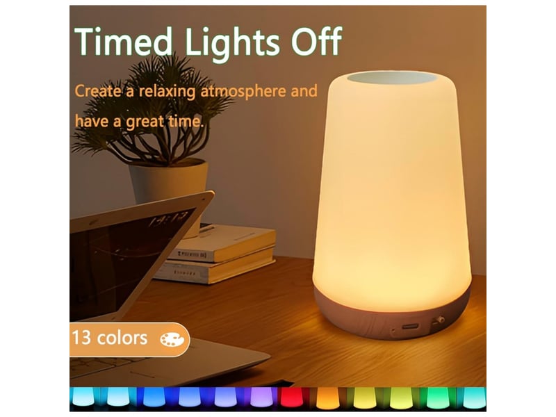  Lot de 2 lampe de chevet avec minuterie led bedside lamps avec 13 couleurs 3 modes lampe de bureau led rechargeable par usb avec  - Conforama E