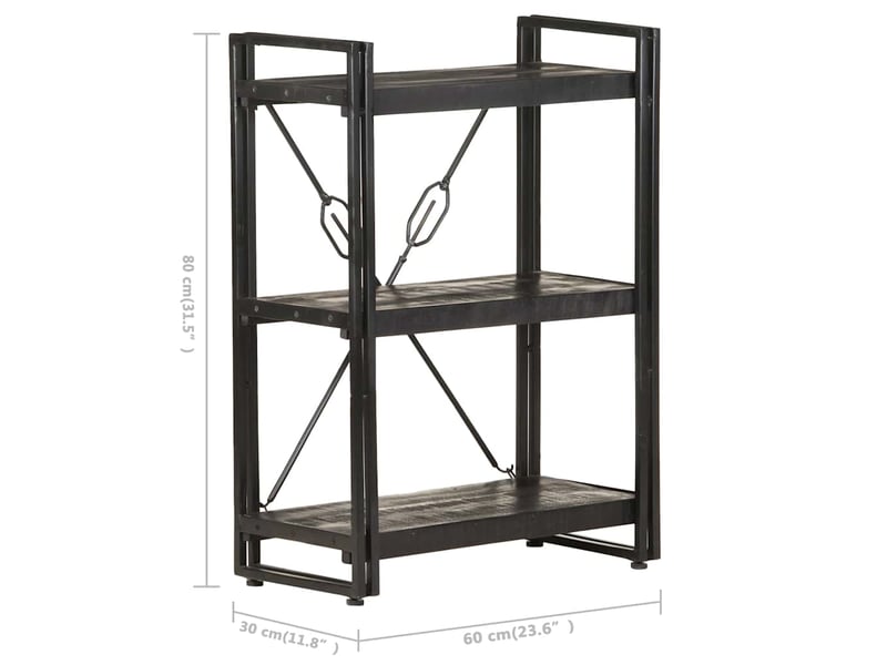  Bibliothèque à 3 niveaux, armoire à livres 60x30x80 cm bois de manguier massif  - Conforama E