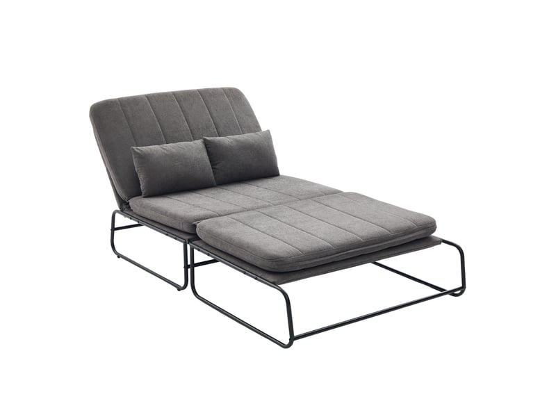 Canapé-lit 2 places 104x85x92 cm – gris – convertible avec poches latérales et structure en métal noir - Conforama A