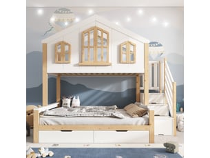 Lit superposé 90x200 cm <strong></strong>  <strong>CozyNest</strong> coloris bicolore