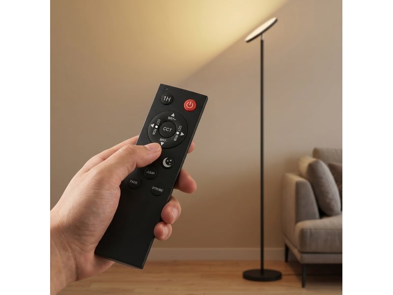  Lampadaire led rgb dimmable 2700 lm avec télécommande et tête orientable noir  - Conforama D