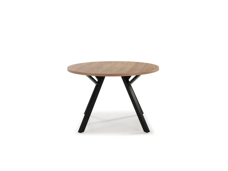 Iloa - table à manger ronde 120 cm pieds en métal noir - chêne clair  - Conforama A